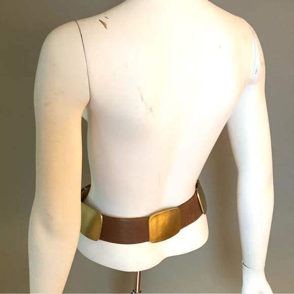 Donna Karan belt brown leather metal hardware western size small main image 2